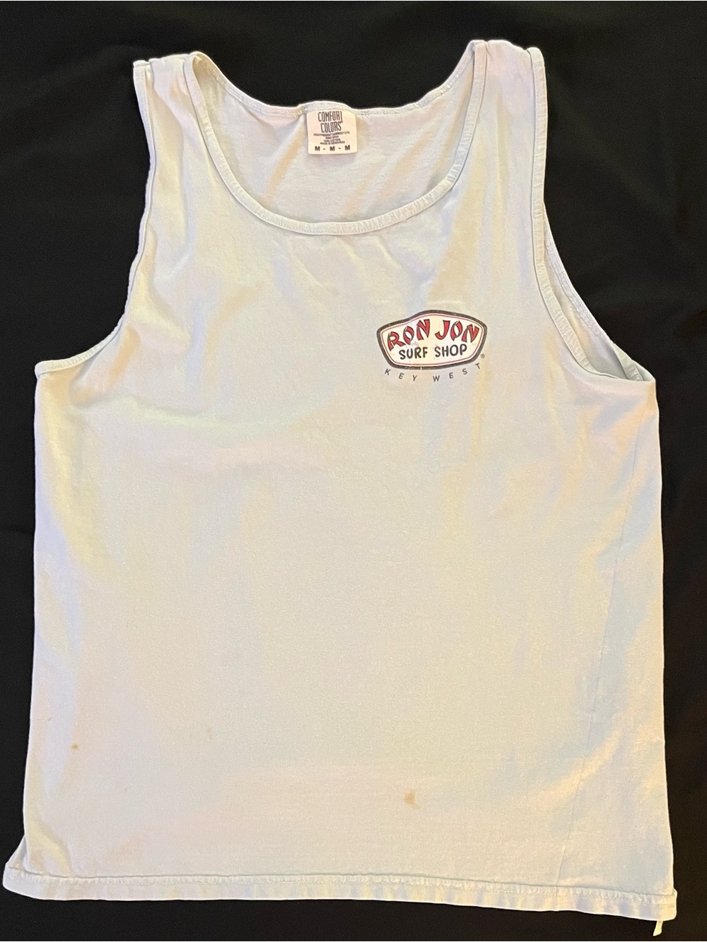 Ron Jon Surf Shop Key West Tank Top Mens Medium Comfort Colors Blue Double Sided